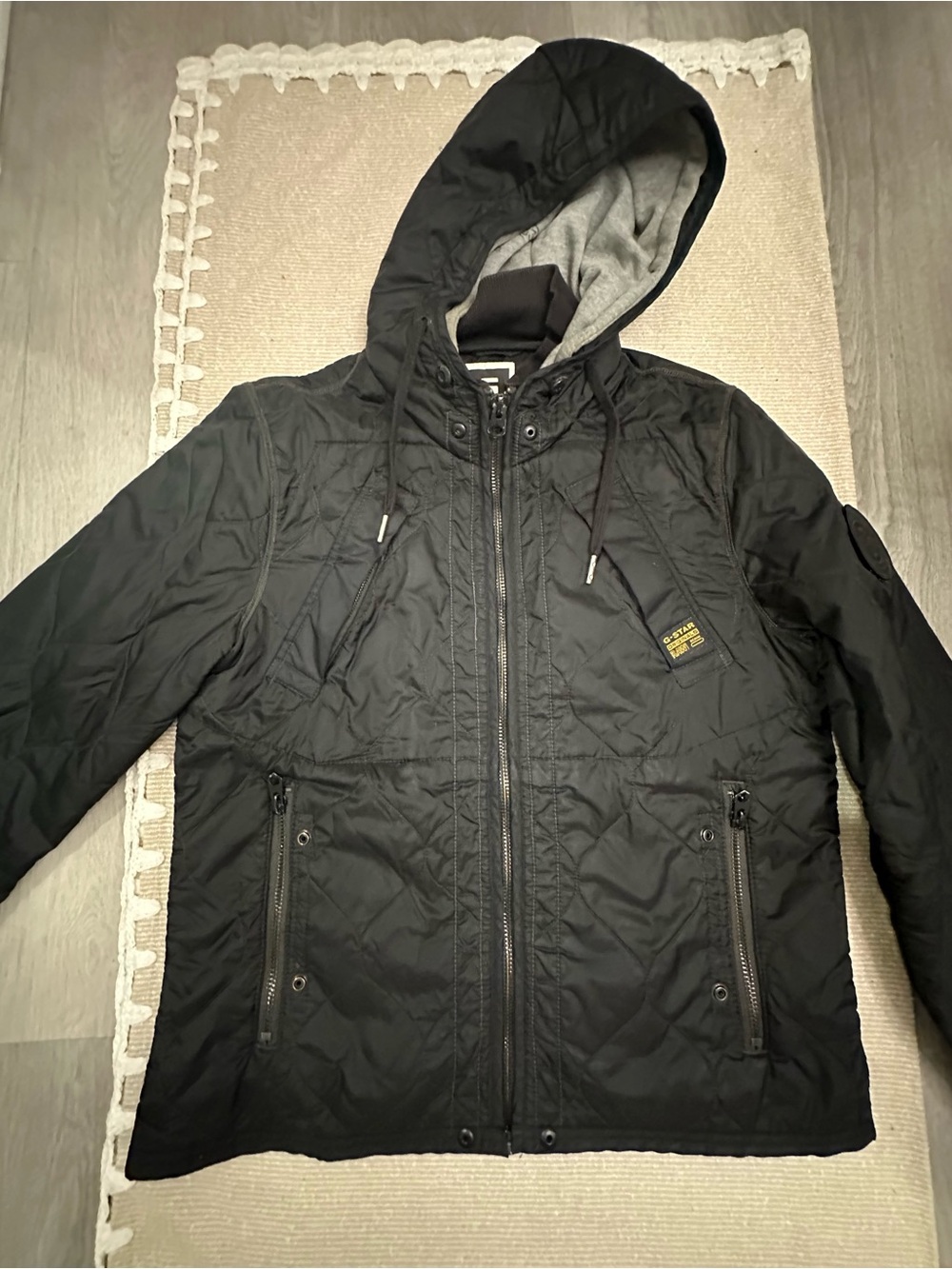 G-Star Black Quilted Hooded Puffer Jacket